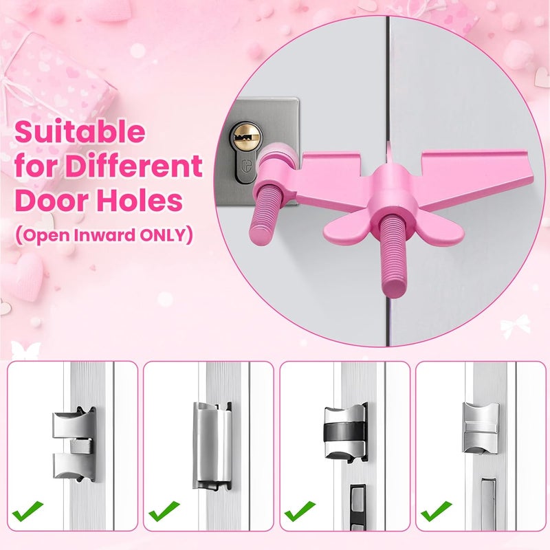 Rerishom Upgraded Pink Portable Door Lock Home Security Door Locker Travel Lockdown Locks for Additional Safety and Privacy Perfect for Traveling Hotel Home Apartment College - Image 3