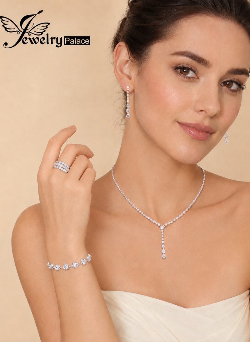 JewelryPalace Amazing Trendy Women's Zirconia Necklace And Earrings And Bracelet And Ring Jewellery Set - Image 1