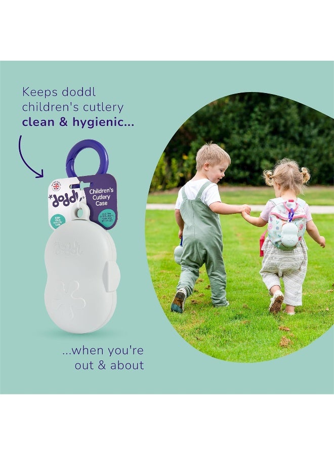 doddl Toddler Travel Utensil Case, Fits Toddler Fork, Spoon and Knife Sets, Clips to Bags & Strollers, Travel Essentials, Dishwasher Safe (Case Only) - Image 4