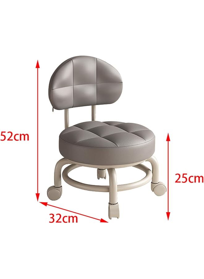 إيروريكس مقعد باديكير منخفض متعدد الأغراض مع مسند للقدمين مع مسند ظهر مقعد دوار كرسي قصير لصالون الحلاقة والمكتب المنزلي والمكتبة باللون الرمادي الداكن - Image 3