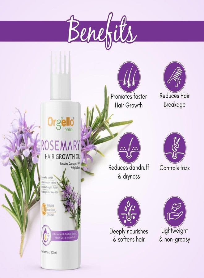 Orgello Rosemary Hair growth oil for strenghten hair & promotes healthy hair growth | Pack of 1 (200 ml) - Image 4