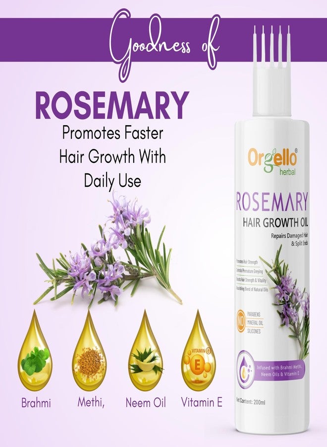 Orgello Rosemary Hair growth oil for strenghten hair & promotes healthy hair growth | Pack of 1 (200 ml) - Image 5