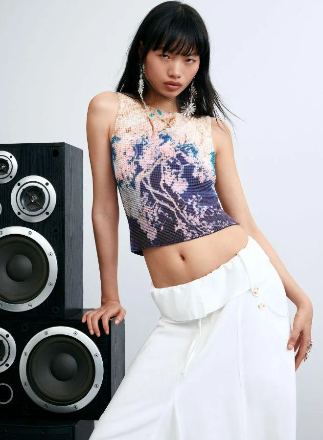 DESIGUAL Printed sleeveless t-shirt