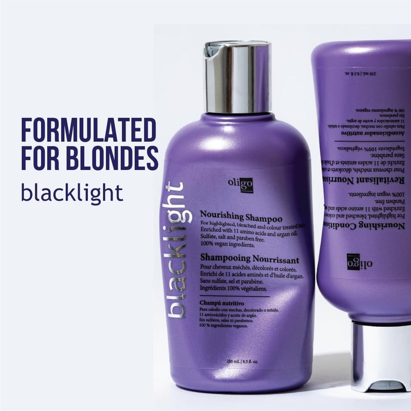 Oligo Professionnel Oligo Professionnel - Blacklight Nourishing Shampoo & Conditionner for blondes - Sulfate-Free - Vegan - For color treated hair- Hydrating formula with Argan oil - 8.5 oz DUO BUNDLE - Image 2