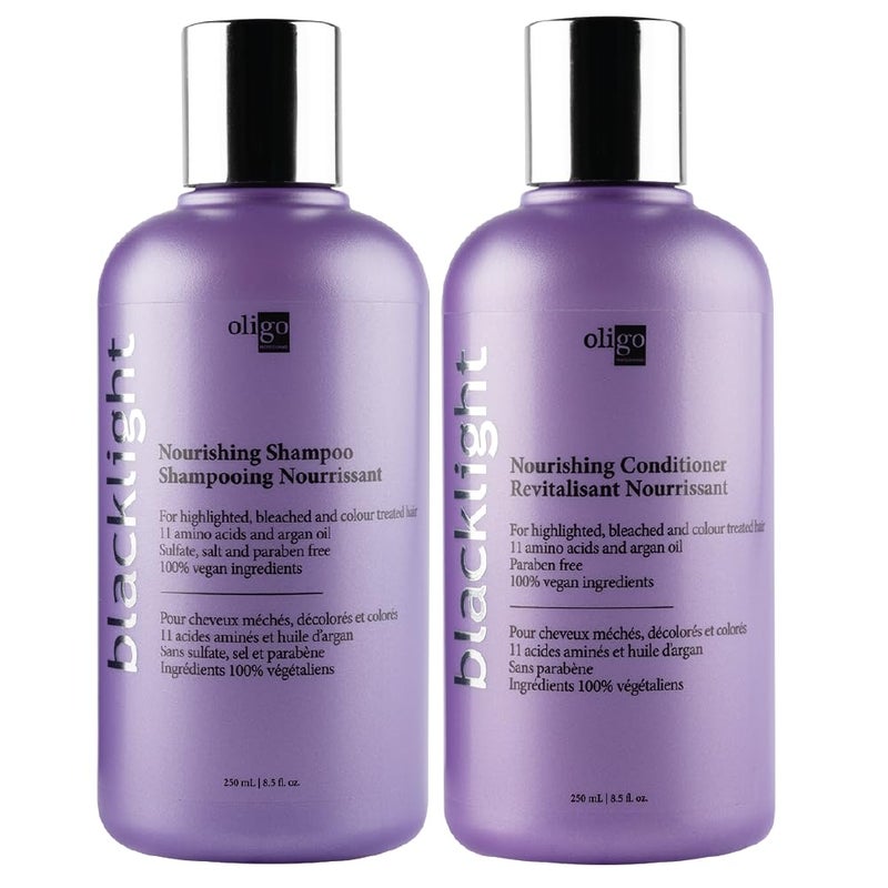 Oligo Professionnel Oligo Professionnel - Blacklight Nourishing Shampoo & Conditionner for blondes - Sulfate-Free - Vegan - For color treated hair- Hydrating formula with Argan oil - 8.5 oz DUO BUNDLE - Image 1