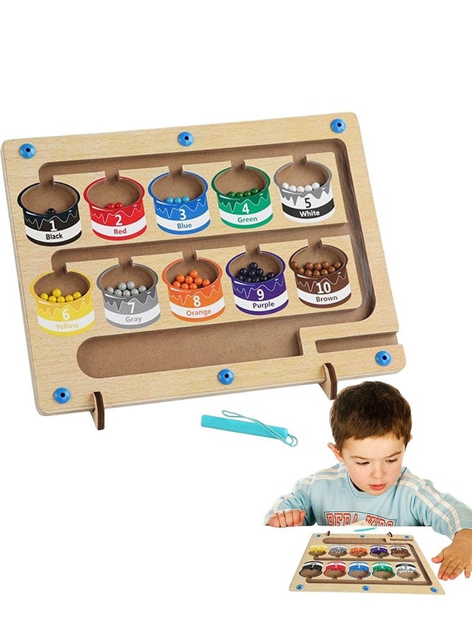 AMERTEER ألغاز مغناطيسية خشبية للأطفال الصغار، العد، والفرز، وتنمية المهارات الحركية الدقيقة - ألعاب لوحية تعليمية للأولاد والبنات من سن 2 إلى 5 سنوات. - Image 1