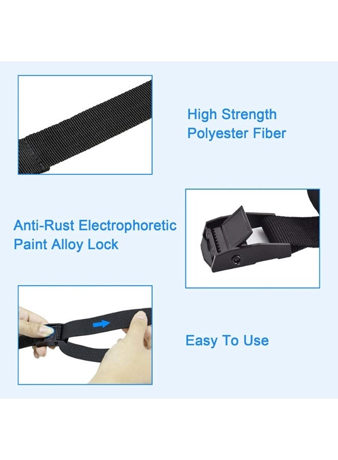 4 Pack Heavy Duty Tie Down Straps with Adjustable Cam Buckle – Lashing Straps for Motorcycle, Cargo, Truck, Trailer & Luggage – Securing Straps for Transport - Image 3