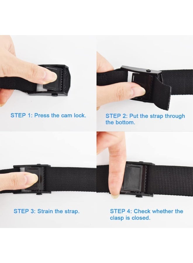 4 Pack Heavy Duty Tie Down Straps with Adjustable Cam Buckle – Lashing Straps for Motorcycle, Cargo, Truck, Trailer & Luggage – Securing Straps for Transport - Image 5