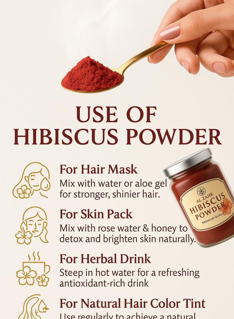 Zahr Premium Hibiscus Powder – 100% Pure & Natural Dried Hibiscus Flower Powder | Herbal Garden Use, Soil Enrichment, Organic Plant Booster, Compost Additive - Image 4
