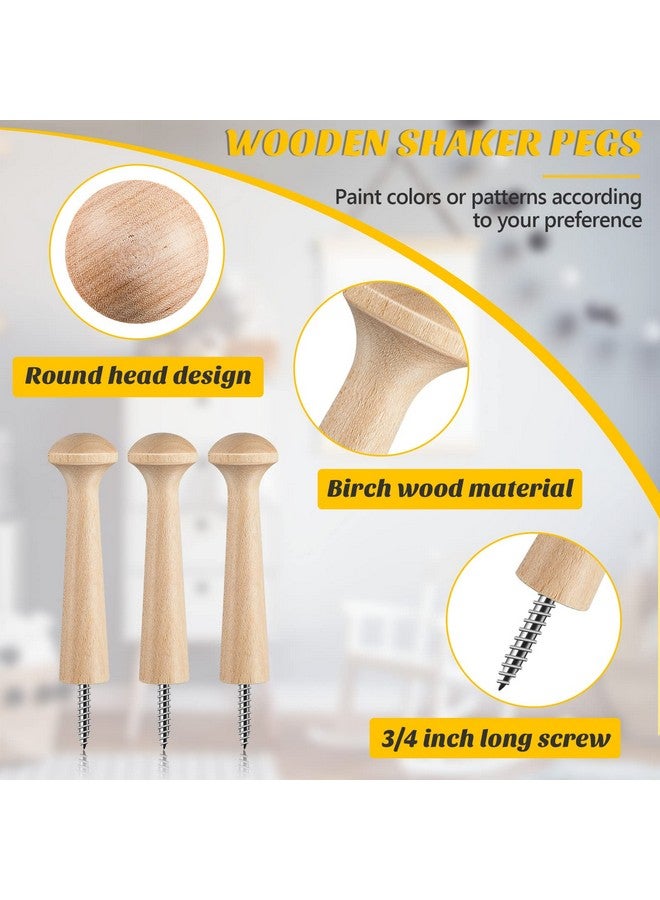 Jetec Jetec Wooden Shaker Peg Wood Screw-on Shaker Pegs 2.9 Inch Long Unfinished Wood Shaker Racks for Hanging Clothes Hats Towel and More DIY Paint Color (40 Pieces)  - Image 3