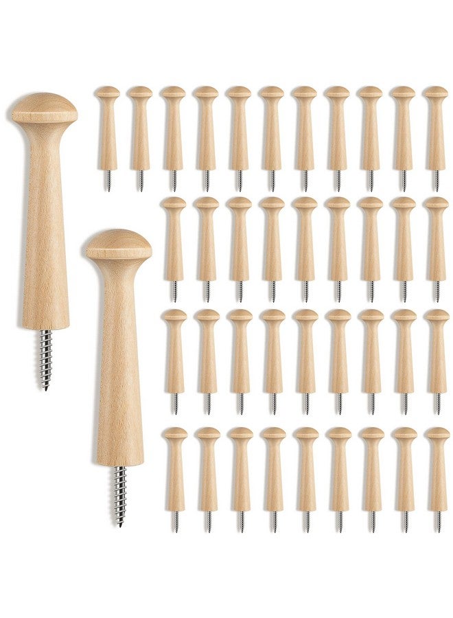 Jetec Jetec Wooden Shaker Peg Wood Screw-on Shaker Pegs 2.9 Inch Long Unfinished Wood Shaker Racks for Hanging Clothes Hats Towel and More DIY Paint Color (40 Pieces)  - Image 1