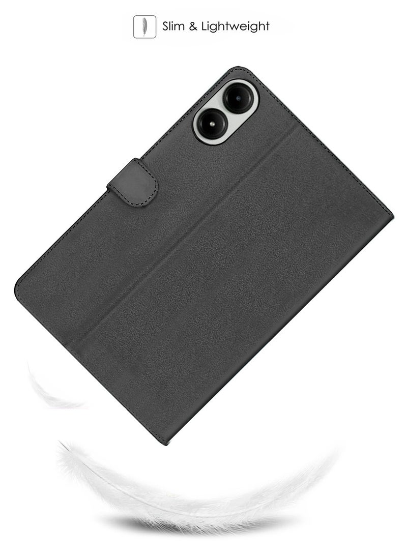 OMAKER Xiaomi Redmi Pad Pro 5G 2024 12.1 Inch PU Leather Magnetic Closure Flip Case Cover - Black - Image 2