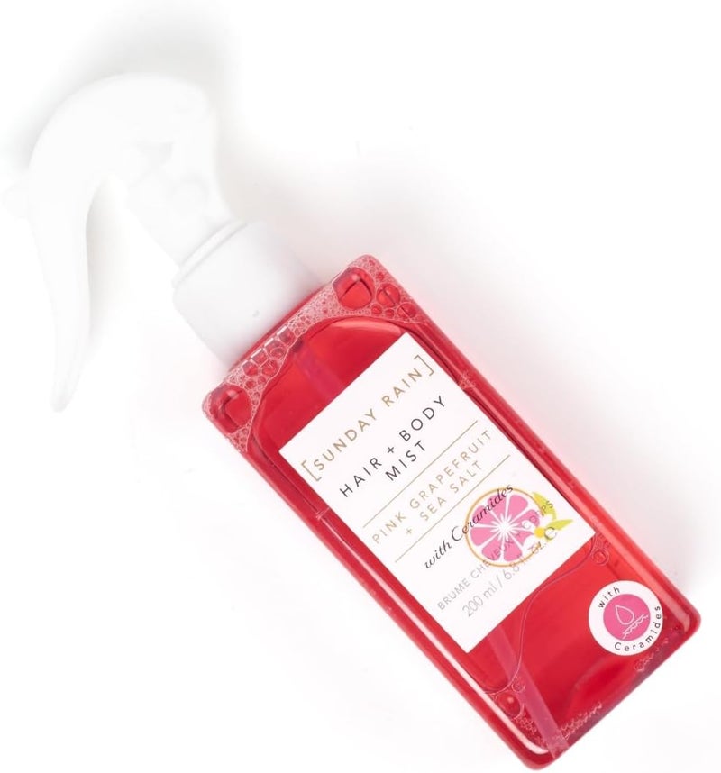 Sunday Rain Vitamin-Rich Pink Grapefruit and Sea Salt Hair and Body Mist, Sweet and Zesty Scent, with Ceramides, Pink, 200ml - Image 1