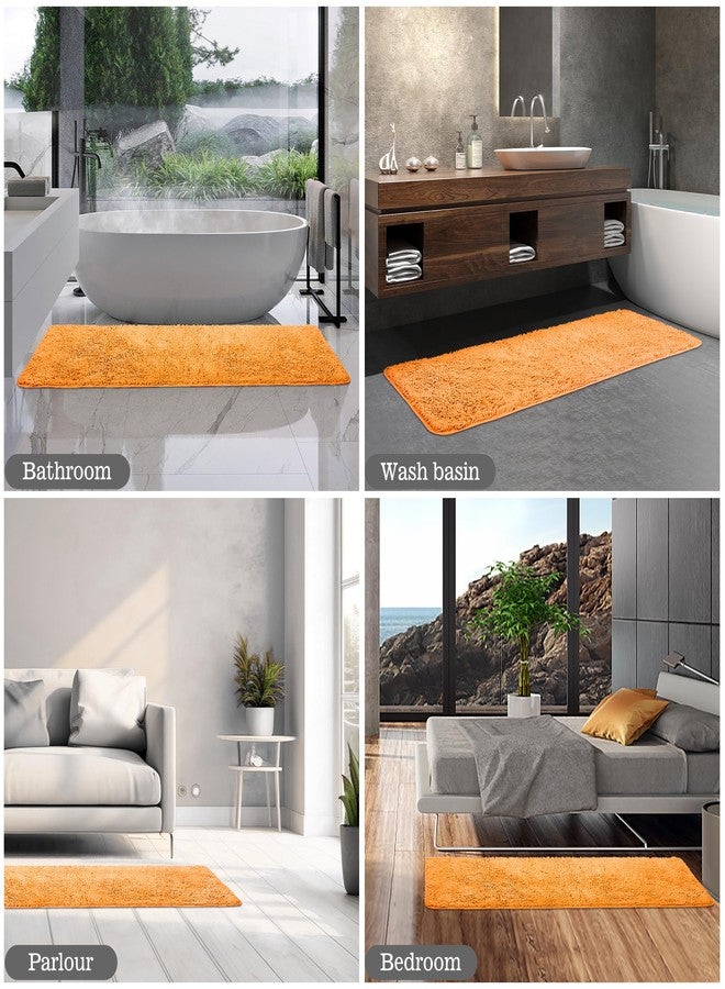 Yeaban Bathroom Rugs Sets 2 Piece - Thick Chenille Bath Mats | Absorbent and Washable Bath Rug Non-Slip, Soft Rugs for Bathroom, Shower, Sink(17"x24" and 17"x47", Orange) - Image 5