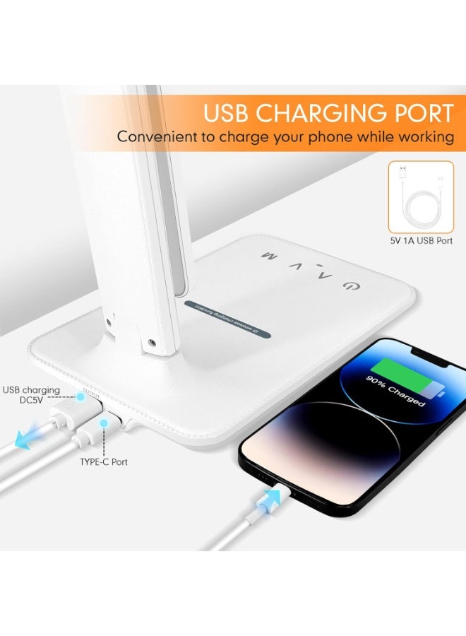 مصباح مكتب LED أبيض بشاحن لاسلكي 15W ومنفذ USB، مصباح طاولة قابل للتعتيم بـ 5 أوضاع إضاءة، تحكم باللمس الحساس، ضوء مكتب قابل للطي ومحمول للمنزل، المكتب، غرفة النوم، القراءة - Image 5
