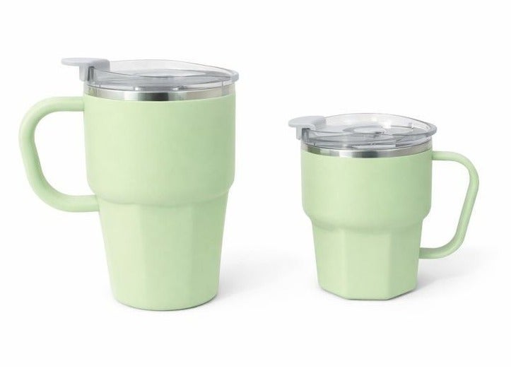 Set of 2 Rust-Resistant Insulated Stainless Steel Mugs (420ml + 560ml) with Airtight Lid & Handle – Keeps Drinks Hot & Cold - Image 1