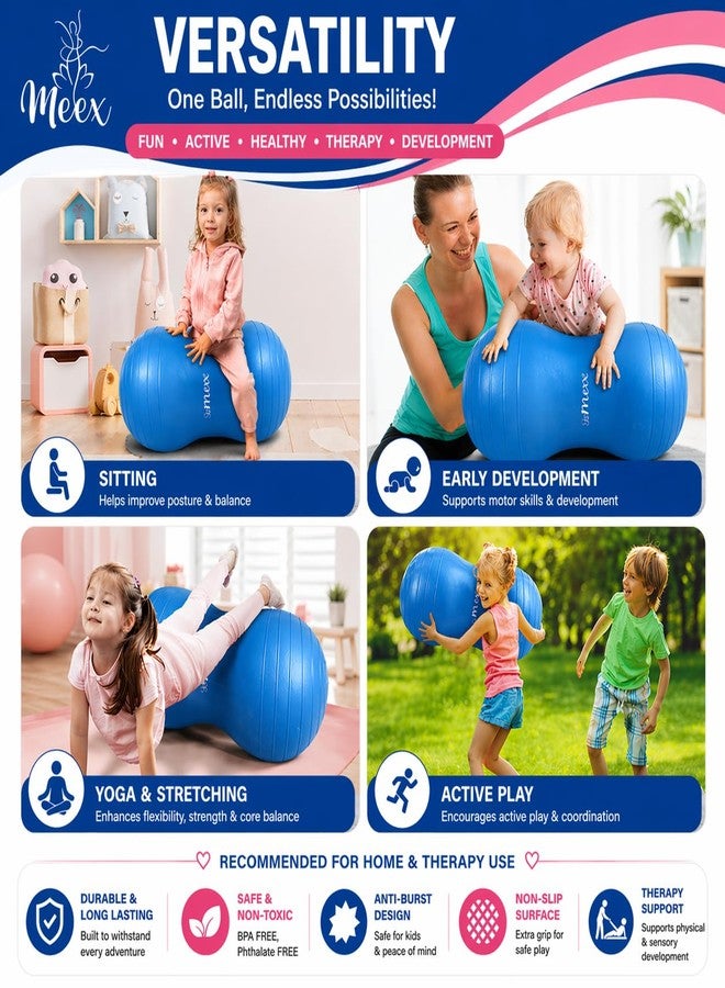Meex Sensory Peanut Ball for Kids Therapy and Exercise - Enhance Balance, Motor Skills and Physical Therapy Calming Development with Our Yoga Ball - Flexible Seating for Autistic Children (Blue) - Image 5
