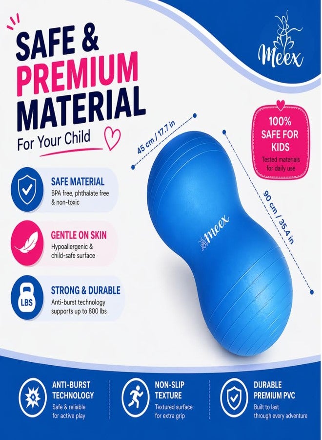 Meex Sensory Peanut Ball for Kids Therapy and Exercise - Enhance Balance, Motor Skills and Physical Therapy Calming Development with Our Yoga Ball - Flexible Seating for Autistic Children (Blue) - Image 3