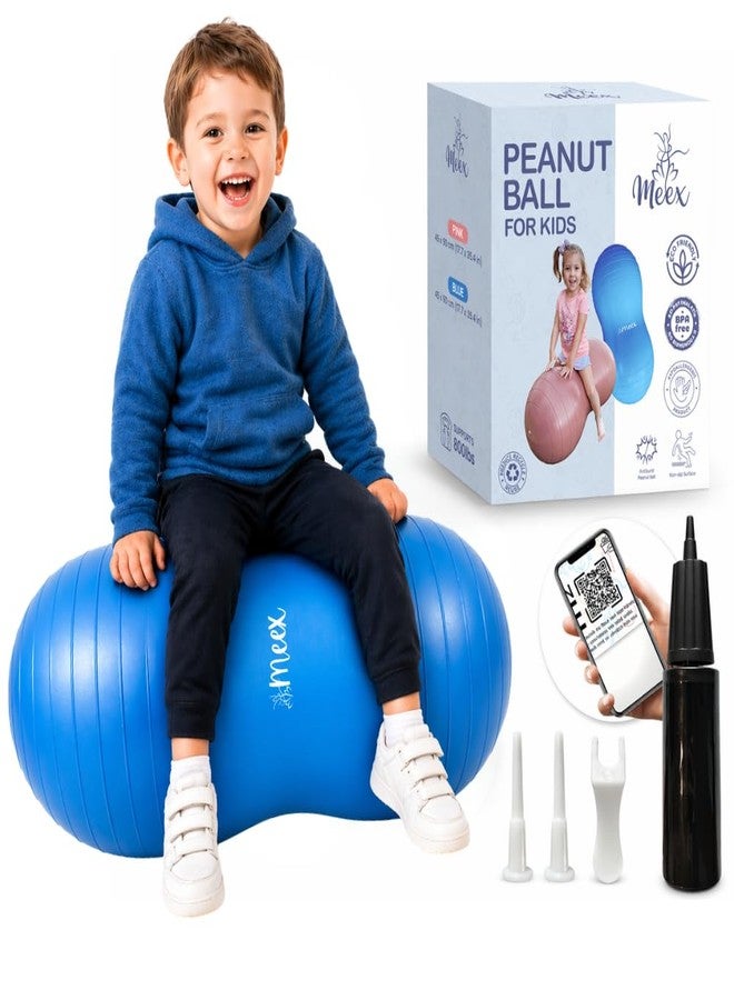 Meex Sensory Peanut Ball for Kids Therapy and Exercise - Enhance Balance, Motor Skills and Physical Therapy Calming Development with Our Yoga Ball - Flexible Seating for Autistic Children (Blue) - Image 1
