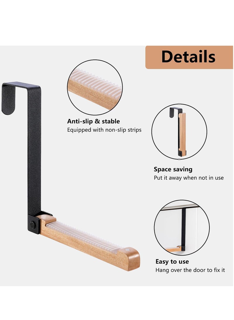 2 Pieces Over Door Hooks Retractable Over The Door Hook Valet Hooks Multi Hanging Storage Hanger for Clothes Coats Towels Hats Scarves Purses Keys and More(Black)  - Image 3