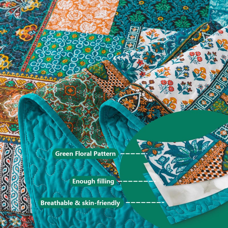 BEDIFANY Cotton Queen Size Quilt Set, Lightweight Bedspread Queen Coverlet, Soft Farmhouse Quilt Bedding Sets for Bed Decorations All Seasons (3 Pieces, Green) - Image 5