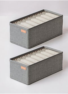 ZCM-HAPPY 2 Pieces of Multifunctional Storage Boxes, Small 7 Grid For Socks and Underwear Organizer, Versatile Drawer Partition for Home Wardrobe and Dormitory  - Image 1