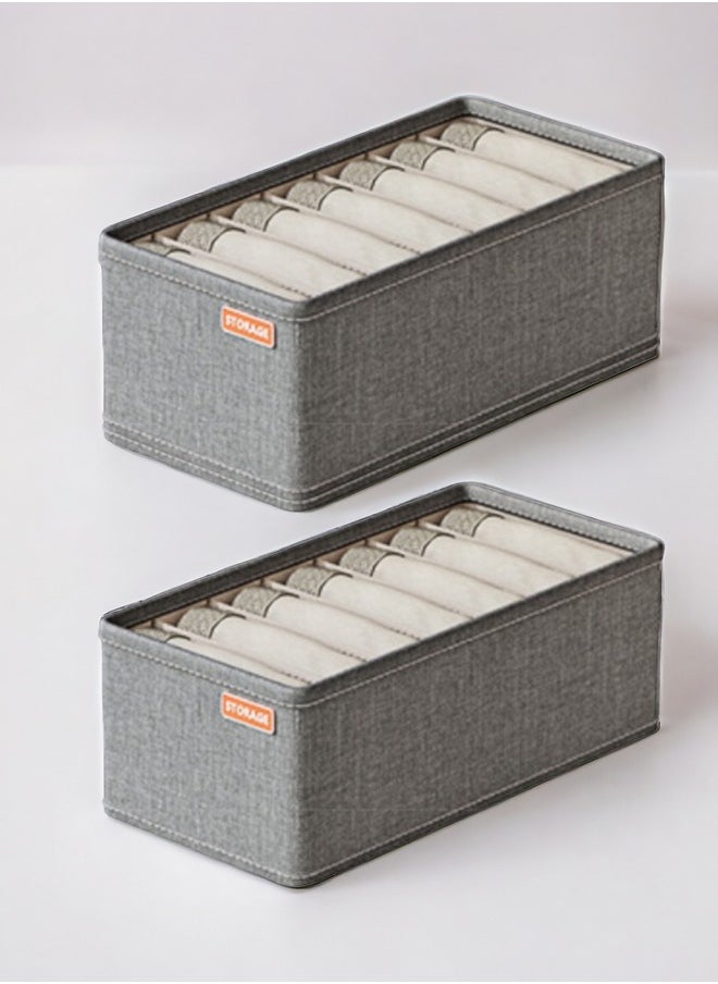 ZCM-HAPPY 2 Pieces of Multifunctional Storage Boxes, Small 7 Grid For Socks and Underwear Organizer, Versatile Drawer Partition for Home Wardrobe and Dormitory  - Image 1