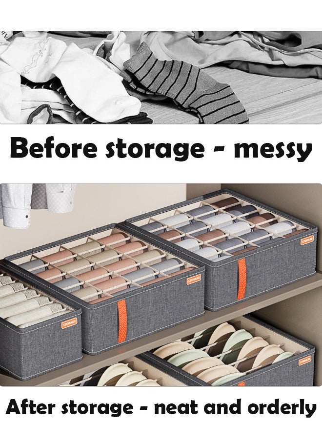 ZCM-HAPPY 2 Pieces of Multifunctional Storage Boxes, Small 7 Grid For Socks and Underwear Organizer, Versatile Drawer Partition for Home Wardrobe and Dormitory  - Image 4
