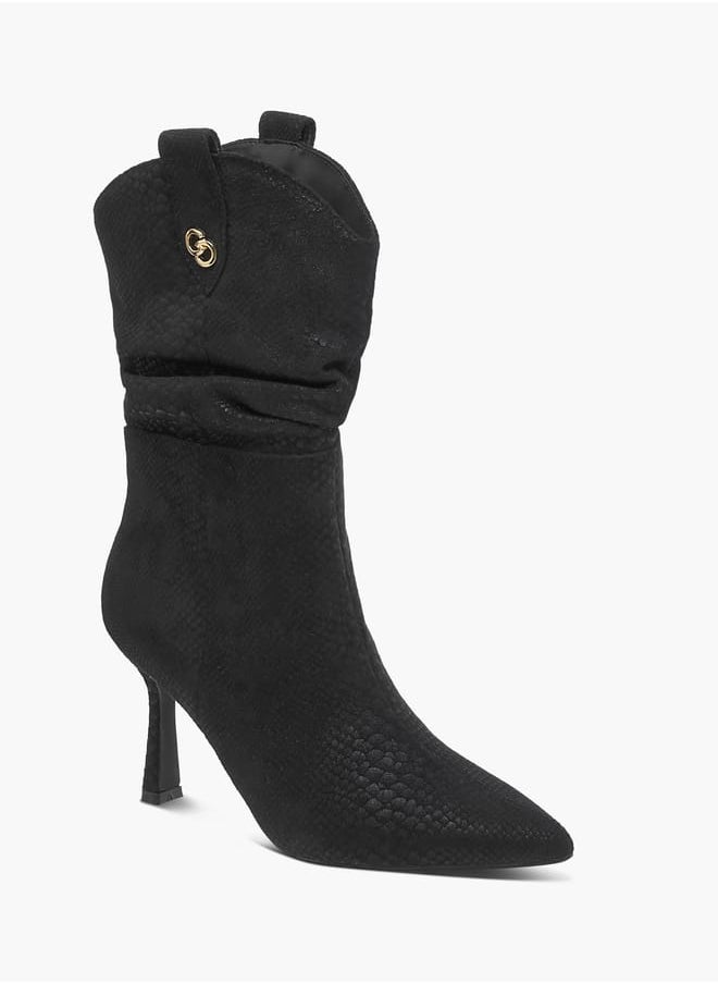 Celeste Women's Textured High Shaft Boots with Zip Closure  - Image 1
