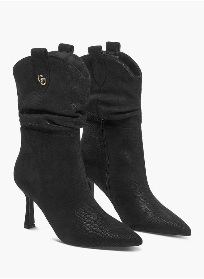 Celeste Women's Textured High Shaft Boots with Zip Closure  - Image 2