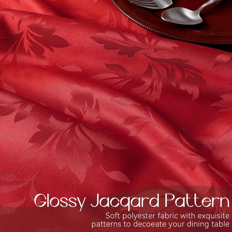 Romanstile Jacquard Rectangle Tablecloth  Waterproof Damask Floral Decorative Table Cloths Heavy Weight Fabric Table Covers for DinnerPartiesHoliday  60 x 102 Inch Red - Image 4