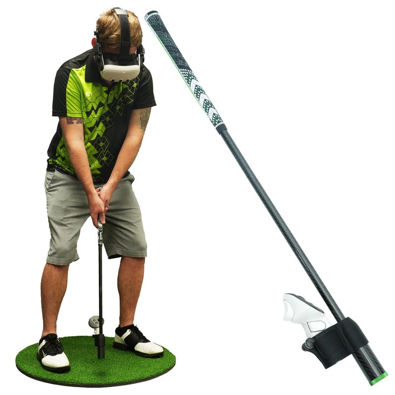 DeadEyeVR DriVR Elite - VR Golf Club Handle Attachment - VR Golf Club Handle for Quest 2, 3/3s, and Pro - Adjustable Weighted VR Golf Simulator Grip (Elite Green) - Image 1