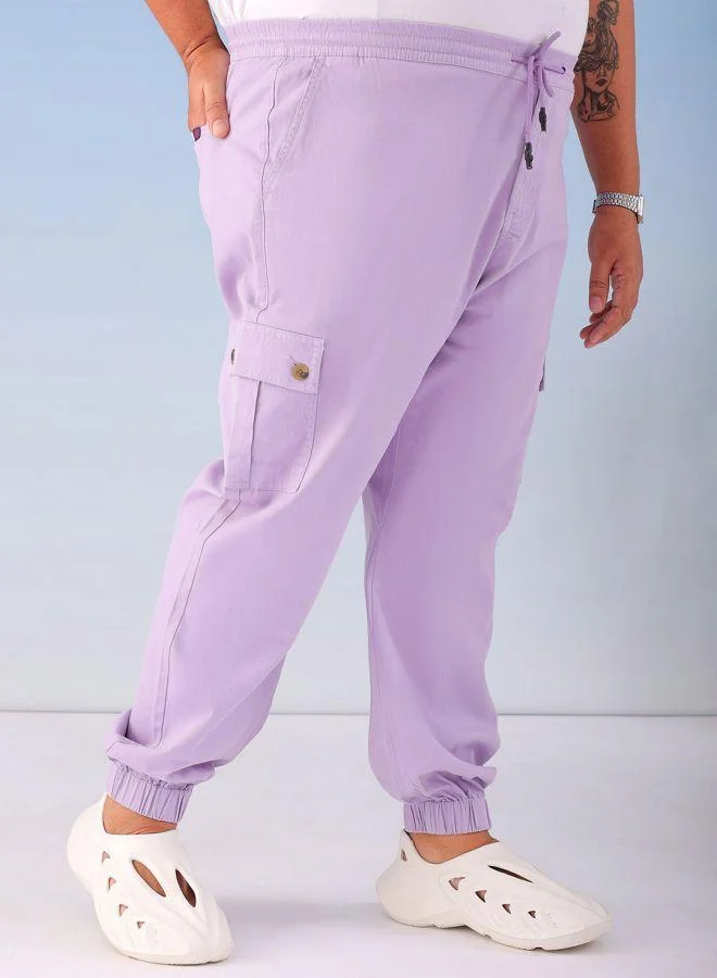 HARDSODA  Men Plus Size Regular Fit Solid Mid-Rise Stretchable Cargo Joggers for Men | Best Price UAE