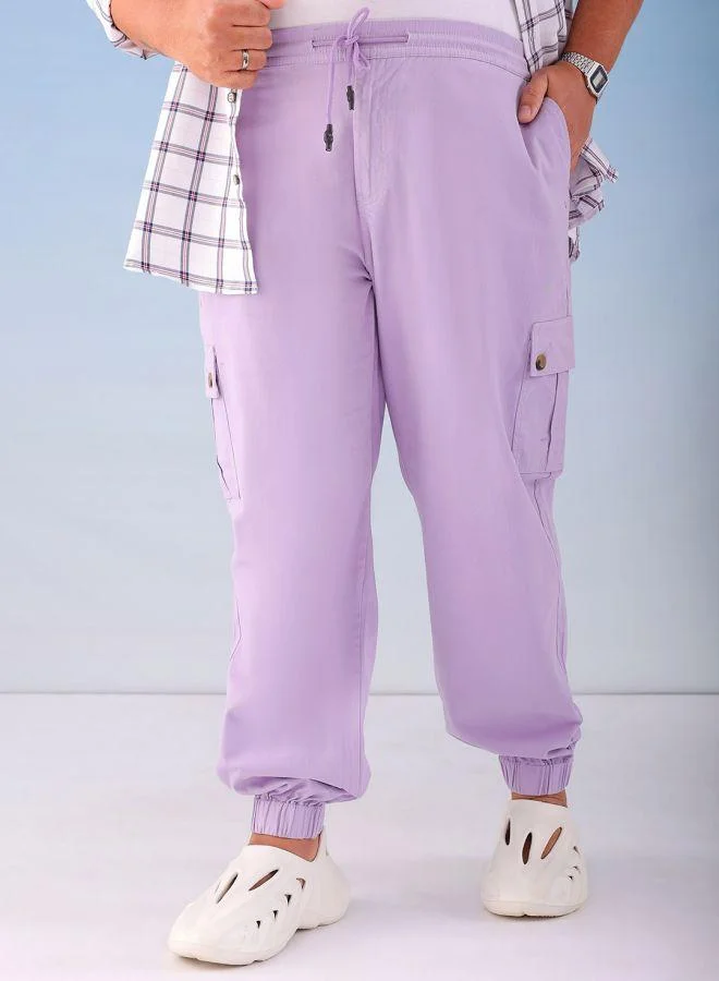 HARDSODA Men Plus Size Regular Fit Solid Mid-Rise Stretchable Cargo Joggers