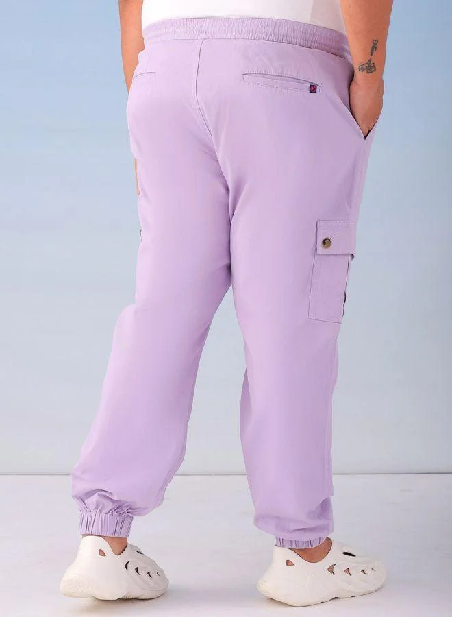 HARDSODA Men Plus Size Regular Fit Solid Mid-Rise Stretchable Cargo Joggers