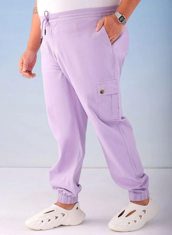 HARDSODA  Men Plus Size Regular Fit Solid Mid-Rise Stretchable Cargo Joggers for Men | Best Price UAE