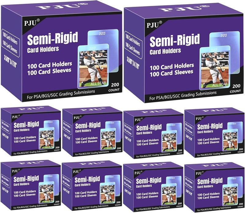 PJU 1000ct Semi Rigid Card Holders 1000ct Card Sleeves for PSA SGC BGS CSG Graded Card Submissions Semi Rigid Baseball Cards Sleeves Protectors PSA Graded Trading Cards Sleeve - Image 2