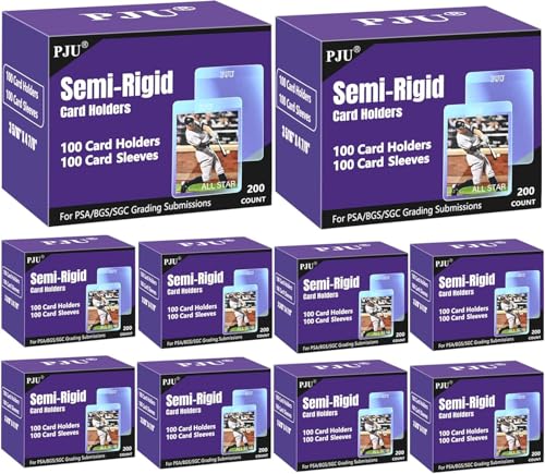 PJU 1000ct Semi Rigid Card Holders 1000ct Card Sleeves for PSA SGC BGS CSG Graded Card Submissions Semi Rigid Baseball Cards Sleeves Protectors PSA Graded Trading Cards Sleeve - Image 1