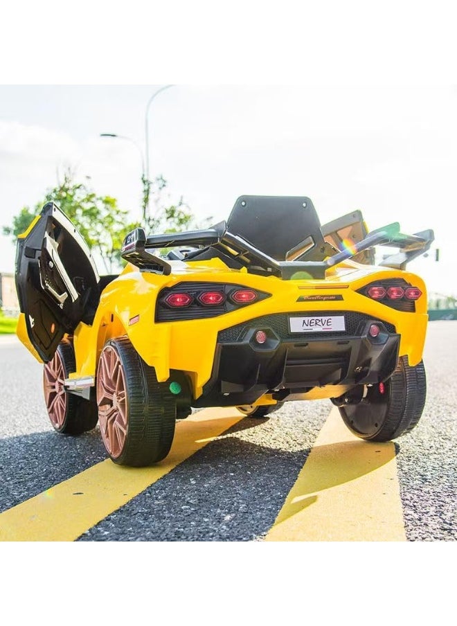 GOLD MANTIS 12V Electric Ride-On Car for Kids | Lamborghini Style Car with LED Lights, Music, Swing Mode, App Control, Double Doors (Yellow)  - Image 3