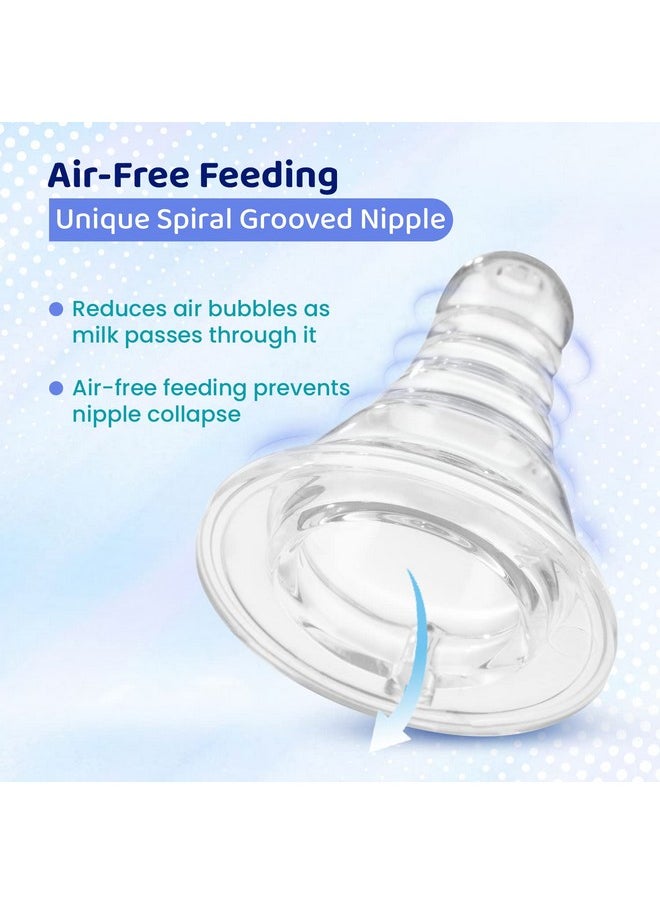 Feed Easy Anti-Colic Teat For Babies 0+ Months | V-Shaped Anti-Colic System To Prevent Colic, Gas & Discomfort | Slow Flow, High Quality Soft Silicon, Spiral Design Reduces Air Bubbles