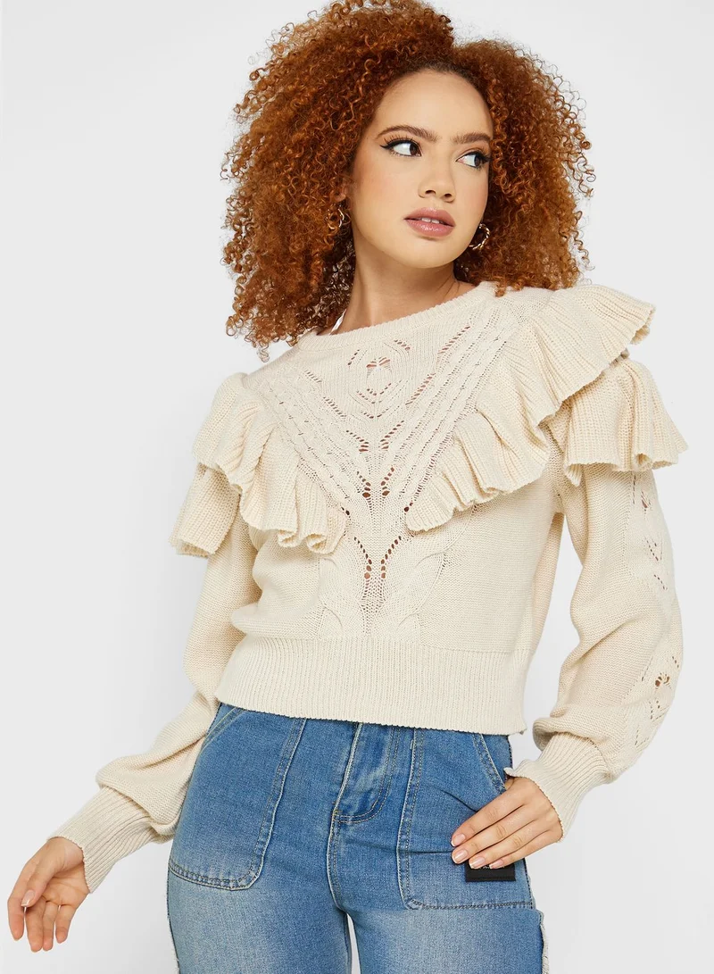ONLY Ruffle Puff Sleeve Sweater