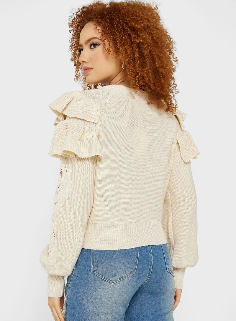 ONLY Ruffle Puff Sleeve Sweater