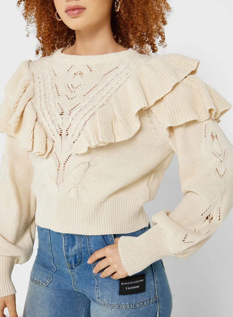 ONLY Ruffle Puff Sleeve Sweater