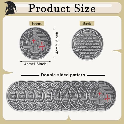 Nosiny 20 Pcs Armor of God Coins Metal Christian Challenge Coins for Religious Prayer Collector Christian Church School Party Commemorative Gifts Ancient Style - Image 5