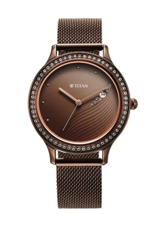 TITAN Titan Purple Glam It Up Brown Dial Quartz Analog with Date Watch for Women with Brown Colour Stainless Steel Strap  - Image 1