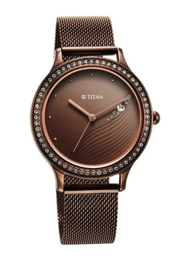 TITAN Titan Purple Glam It Up Brown Dial Quartz Analog with Date Watch for Women with Brown Colour Stainless Steel Strap  - Image 2