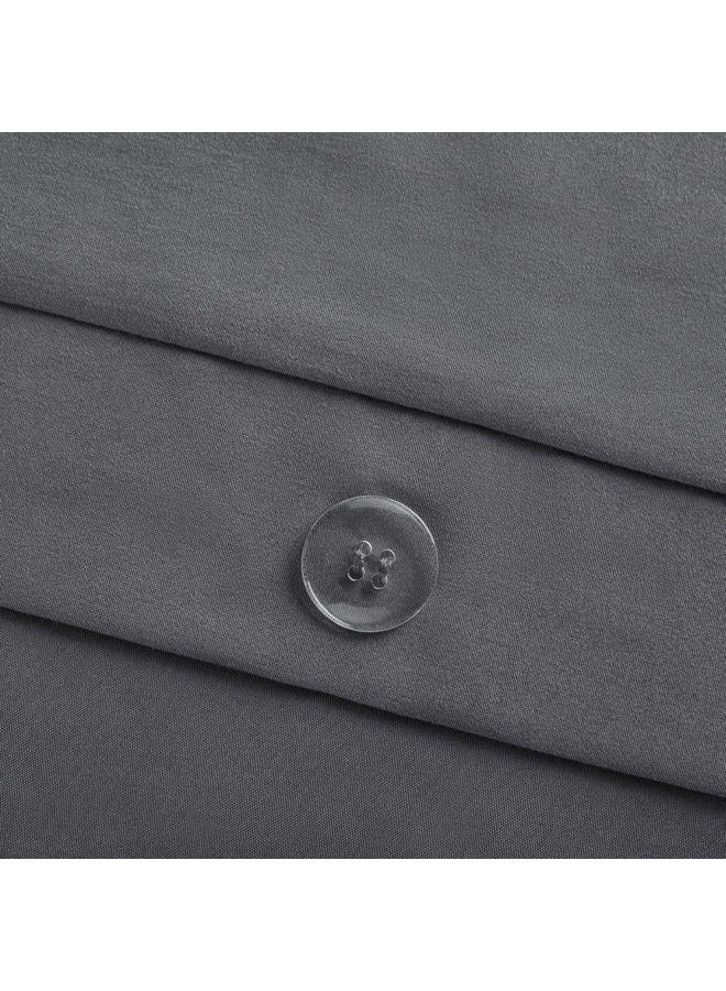 SERTA Simply Clean Ultra Soft Hypoallergenic Stain Resistant 3 Piece Solid Duvet Cover Set, Grey, Full/Queen - Image 4