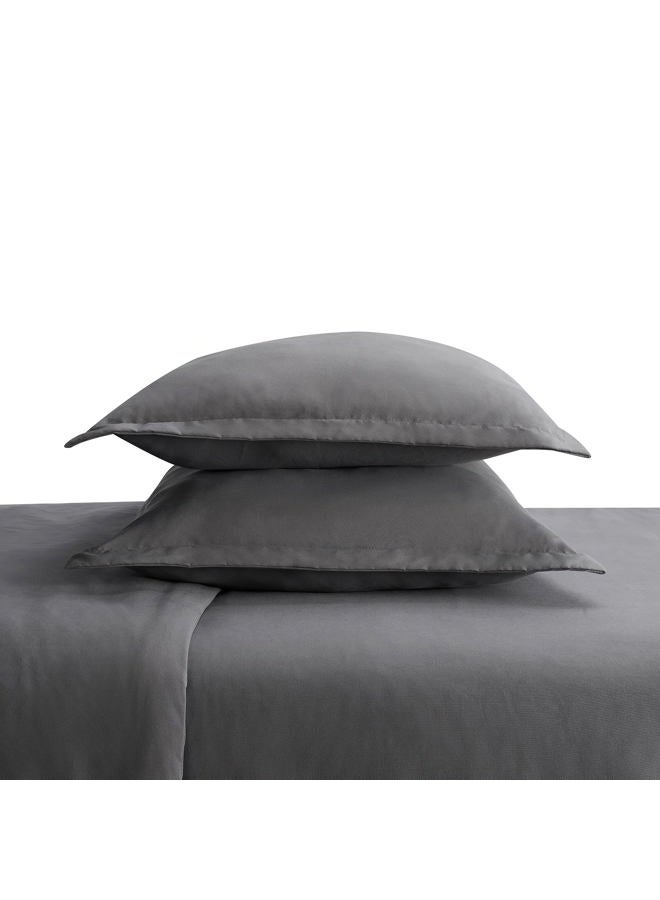 SERTA Simply Clean Ultra Soft Hypoallergenic Stain Resistant 3 Piece Solid Duvet Cover Set, Grey, Full/Queen - Image 3