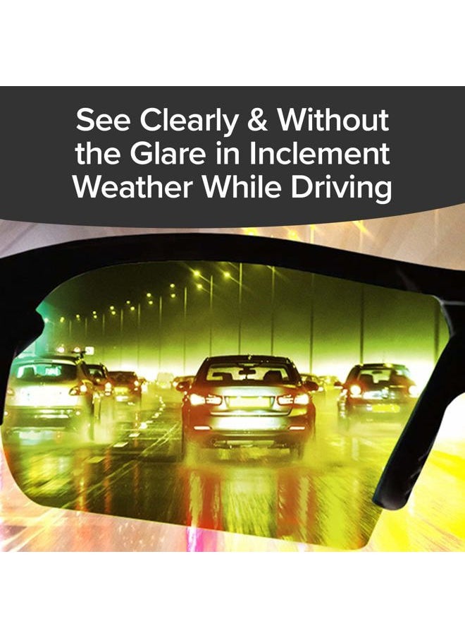 Battlevision Battlevision As Seen On TV Night Vision Glasses 2 Pairs by BulbHead - Amazing Night Driving Glasses Protect Eyes From Blinding Headlight Glare - Green Lenses Enhance Clarity - Flexible Frames, 6 In  - Image 4