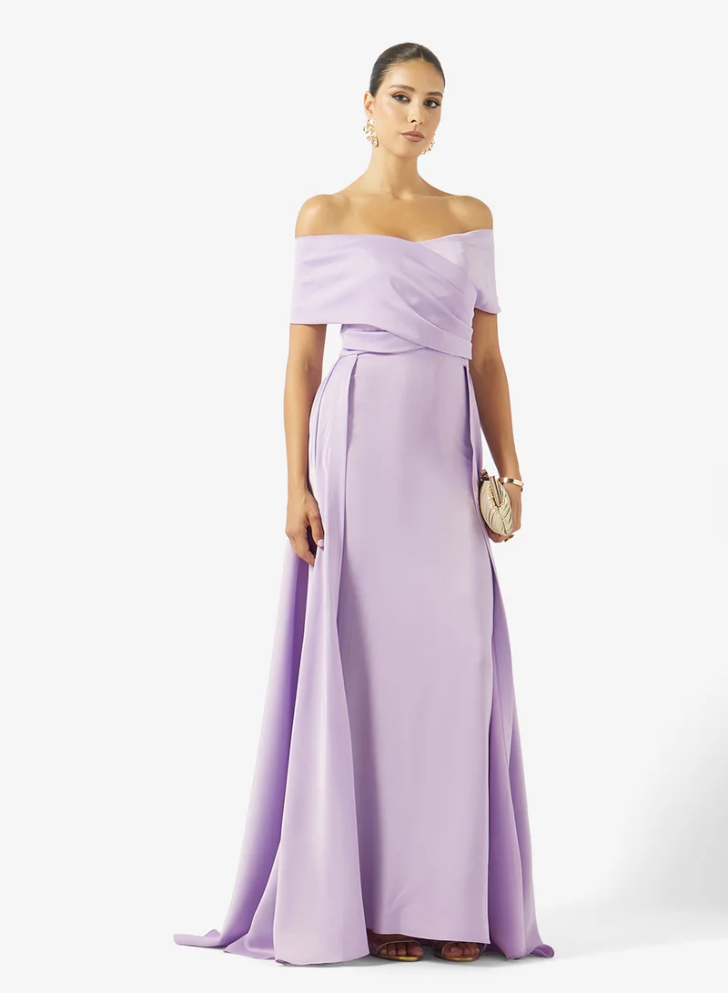Akadia Fashion  Off-Shoulder Satin Dress for Women | Best Price UAE